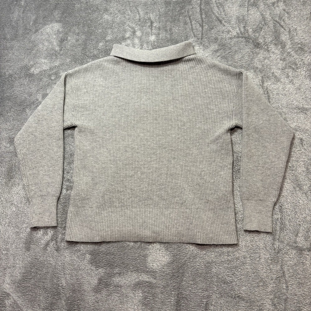 ON 34th Women's Small Gray Ribbed Knit Collared Sweater Long Sleeve Pullover - Picture 3 of 8